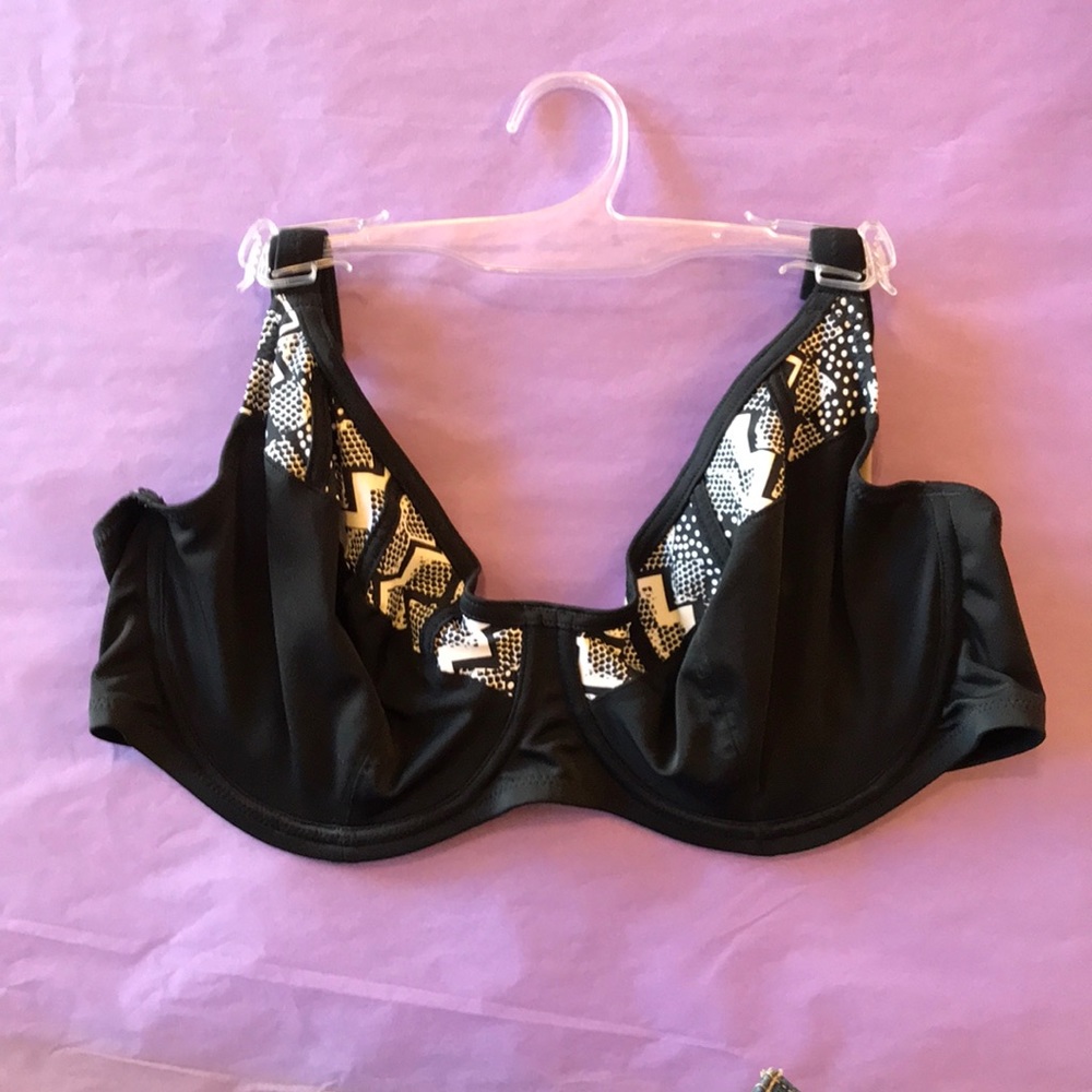 NEW Elomi Lucky Star Underwire Swim Bra Bikini Top 7525 Black & White Print